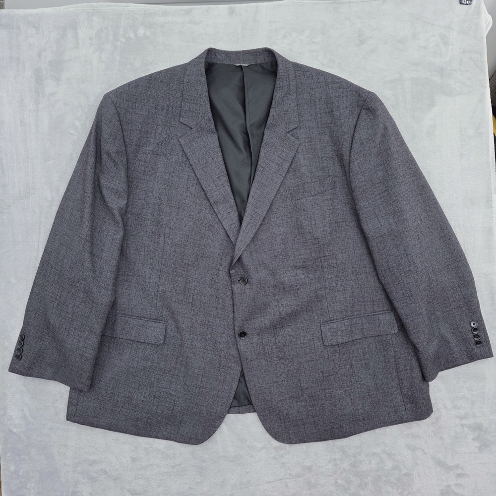 Oak Hill Blazer Mens 4XL 58/60 Grey Chambray Two Button Sport Coat Jacket